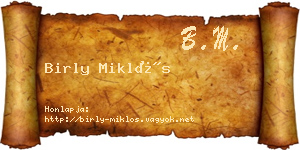 Birly Miklós névjegykártya
